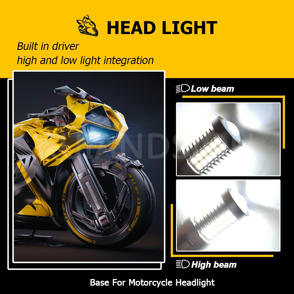 LEDモーターサイクルヘッドライト電球,1ピース,6V,p15d,h6m,h6,h4,ba20d,2835,6000 lm,1500lm,AC