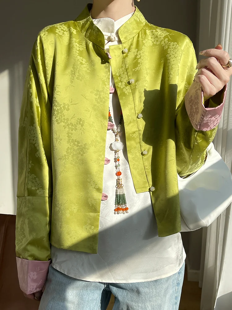 Pink round Neck Embroidered Floral Casual Top Women's Spring 2024 New Style Chinese National Trend Matching Versatile Jacket