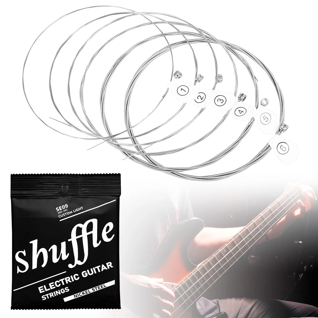 

6pcs/set Electric/ Acoustic Flok/Classical Guitar String with Anti-Rust Coat,Carbon Steel Core Nickel Steel Wound Guitar Strings