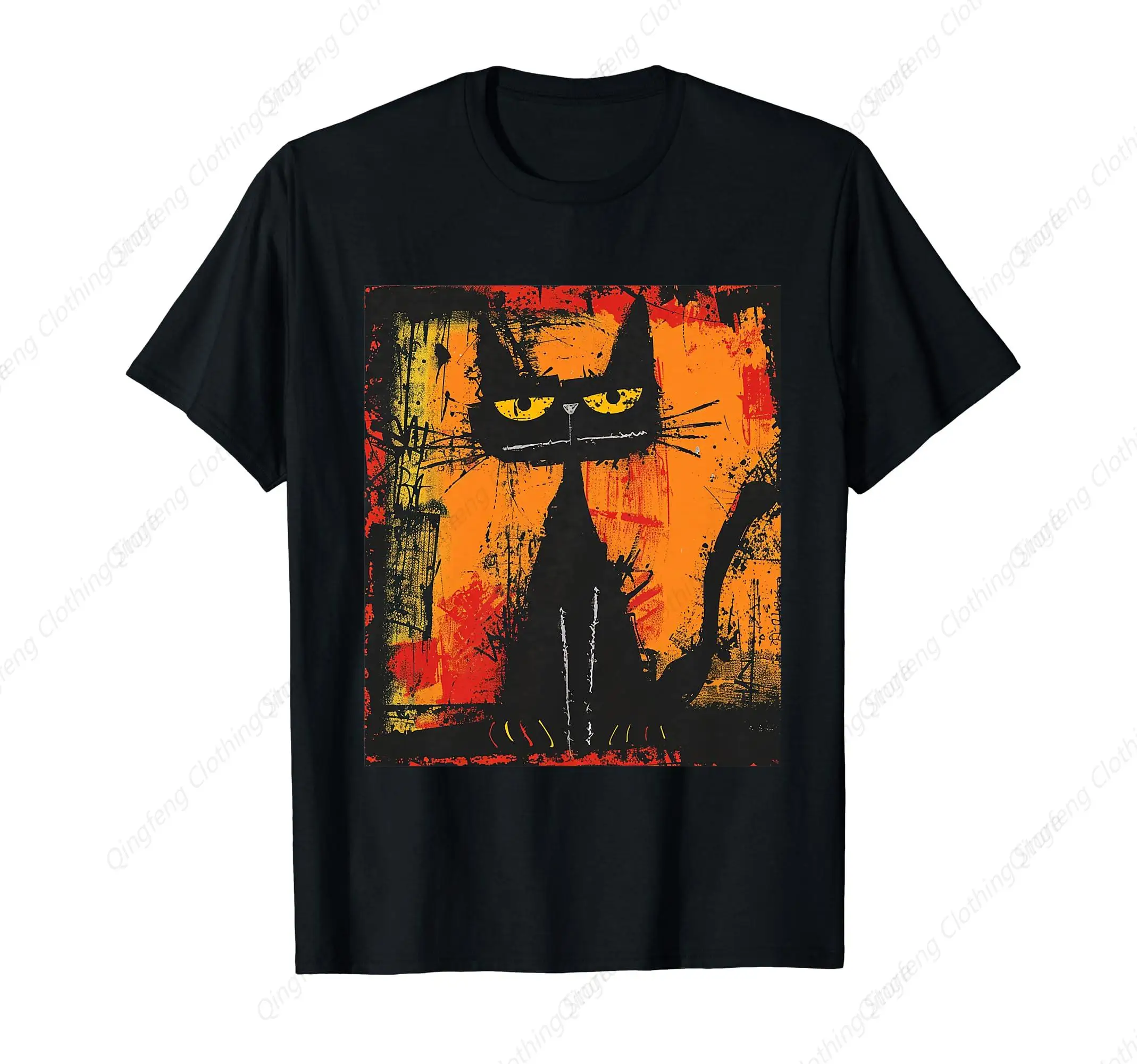 Cat Stylish Abstract Graffiti Art Design T-Shirt