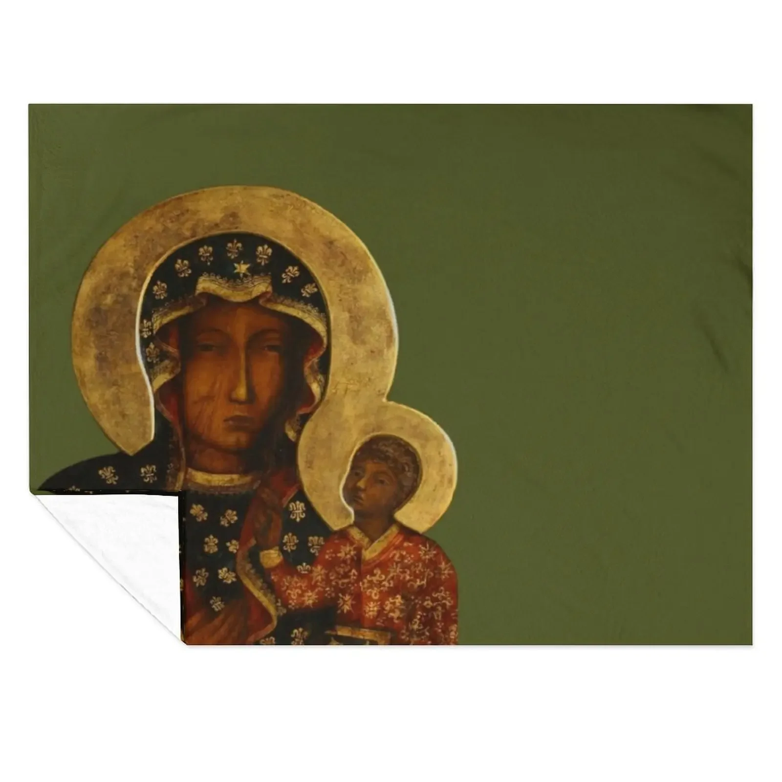

The Black Madonna of Czestochowa, Our Lady of Czstochowa, Blessed Virgin Mary Throw Blanket Cute Soft Shaggy Blankets
