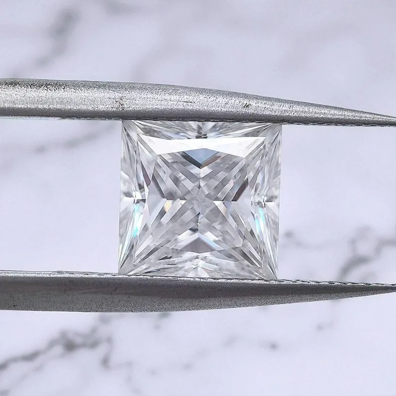 Superweißer Moissanit-Stein in D-Farbe, höchste Qualität VVS1, Prinzessinnenschliff, hochwertige Materialien für die Schmuckherstellung mit Zertifikat – Detail 5