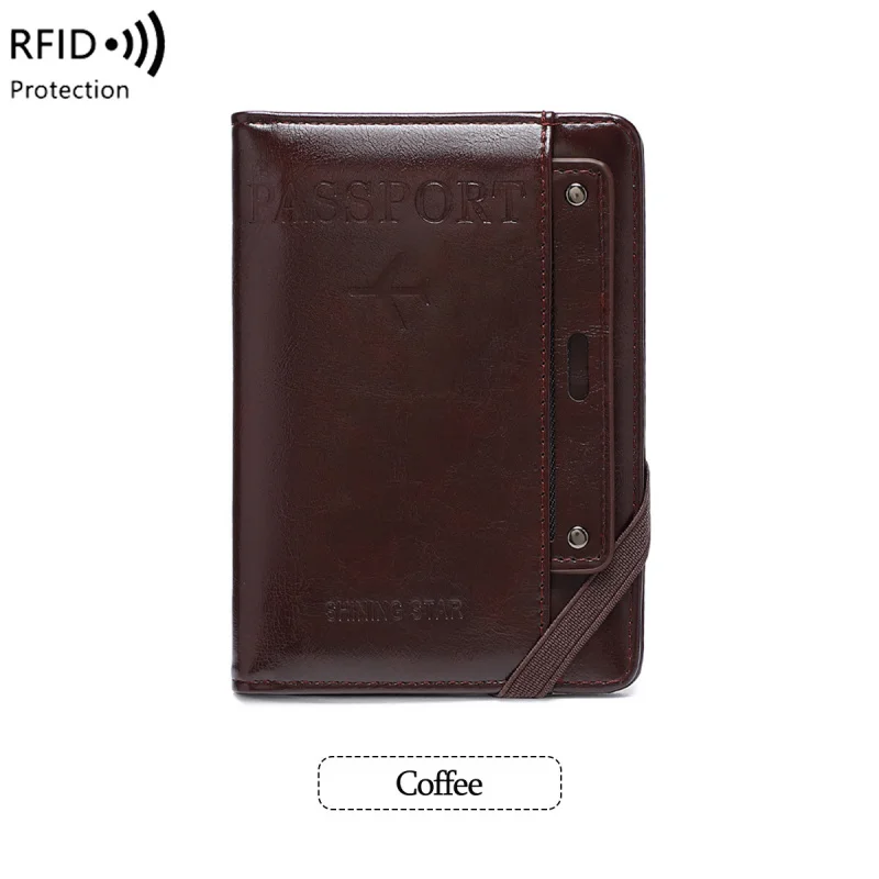 Western RFID Blocking Anti Theft PU Leather Men Wallet Large Capacity Passport Holder Purse for Women