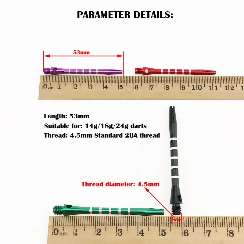 18pcs Aluminum Alloy Dart Shafts Harrows Darts Professional Stems 2BA Standard Screw Thread - Dart Shafts 53mm