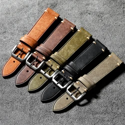 High-end Italian Genuine Leather Strap 18 19 20 21 22MM , Vintage Style Men's Genuine Leather Strap, Gray, Black, Brown and Gree
