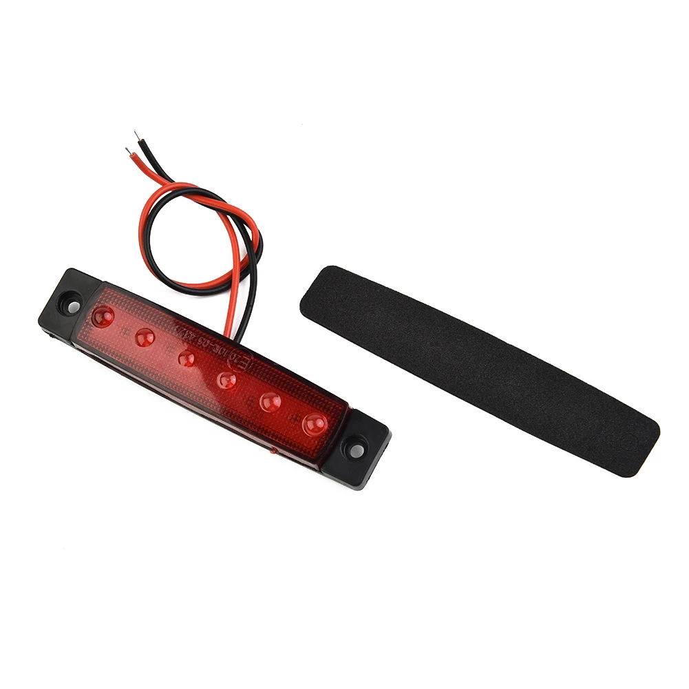 2 uds luces de posición laterales 6LED luz trasera de freno de giro sellada roja con tornillos de montaje para camión remolque RV barco 100x20x8mm ABS