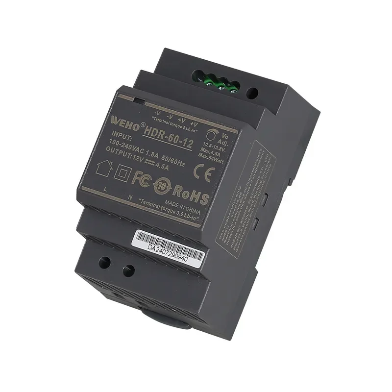 for Weihao 60W Small Volume Rail Switching Power Supply 24V DC 12V 24V Adjustable Industrial Control Drive Power Supply
