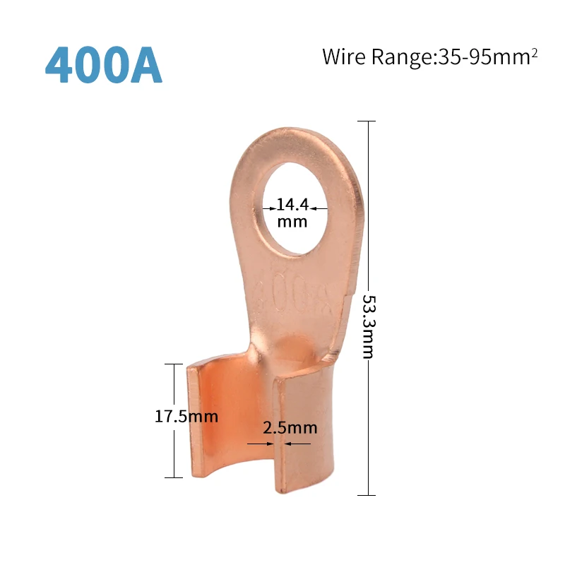 10/50PCS Copper OT Terminal Non-Insulated Wire Connector Bare Electrical Cable Terminals Lug Battery Ring Crimp Terminal 10-400A