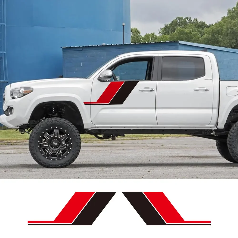 Pickup Door Side Stickers For Toyota Tacoma Truck Graphics Colorful Vintage Stripes Decor Cover Vinyl Decal Auto Accessories