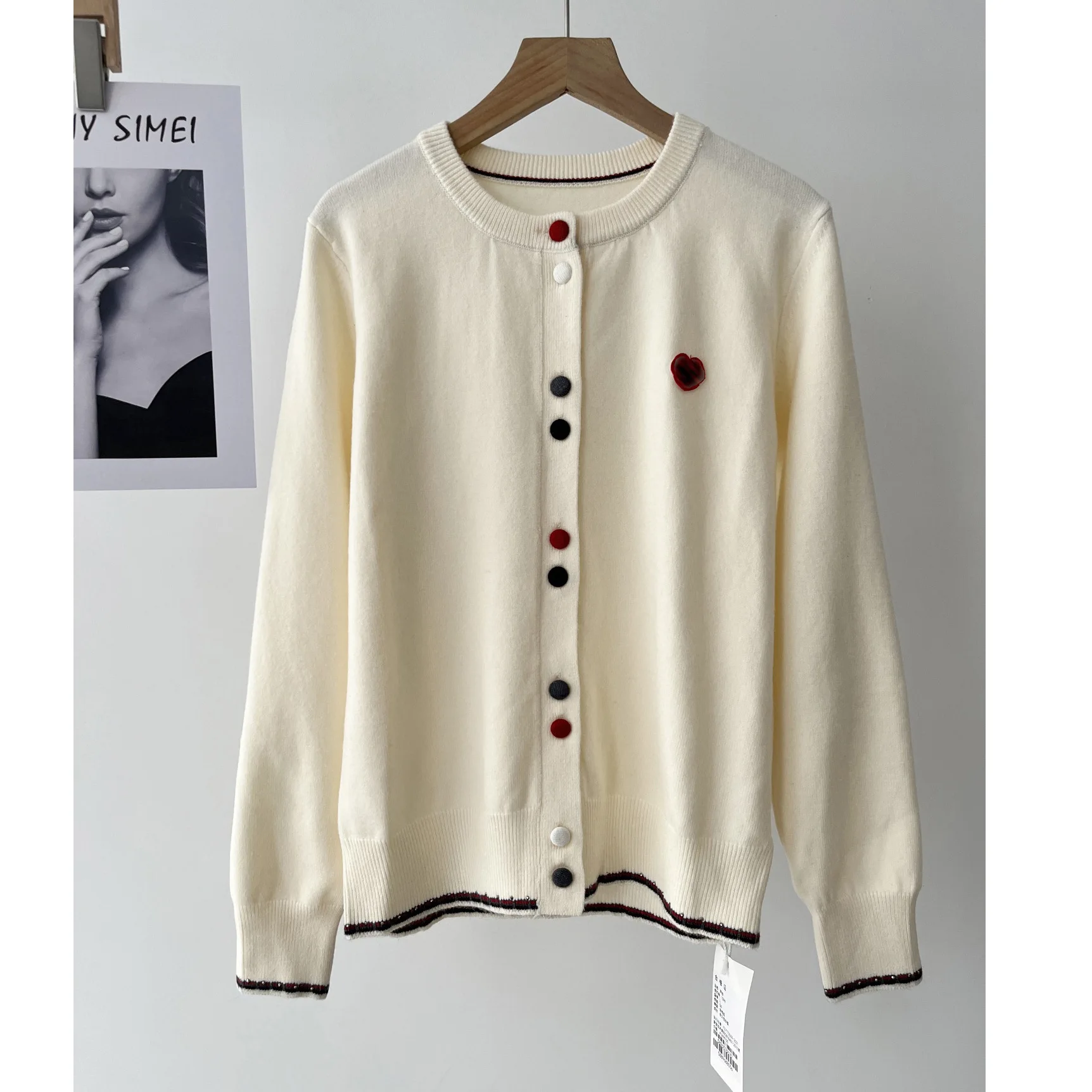 

Design Sense Crew Neck Knitted Cardigan Women's Sweater Jacket Autumn Clothing 51c-5996