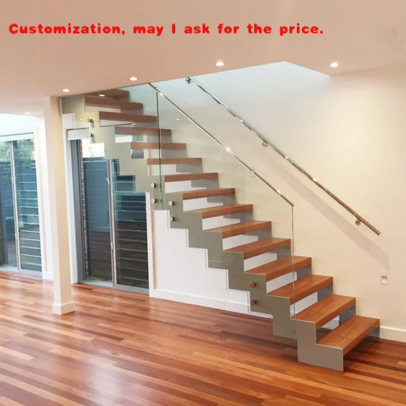 

на заказ. Новый стильный дизайн, прямая лестница, внутренняя лестница с деревянной протектором и стеклянными перилами