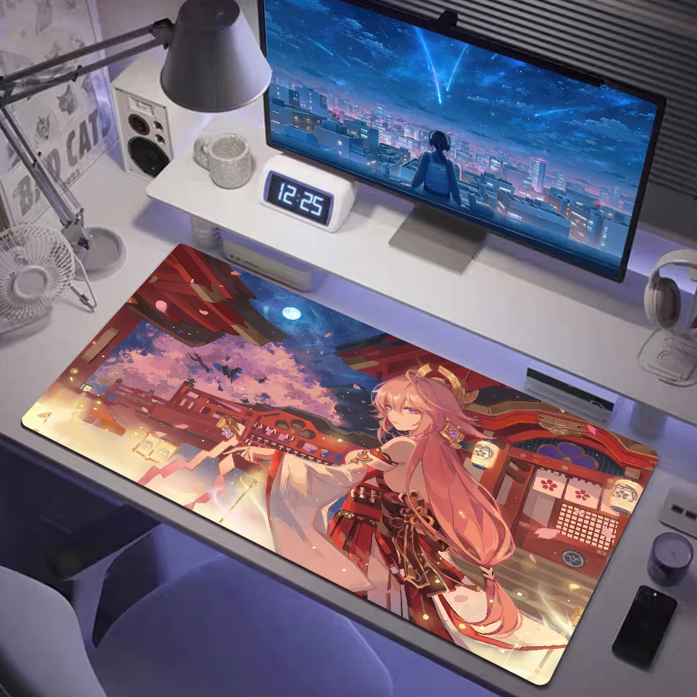 

Hot selling hot selling items Genshin Impact Yae Miko HD printing Big Gaming Mouse Pad Computer Desk Locking Edge Keyboard Pad