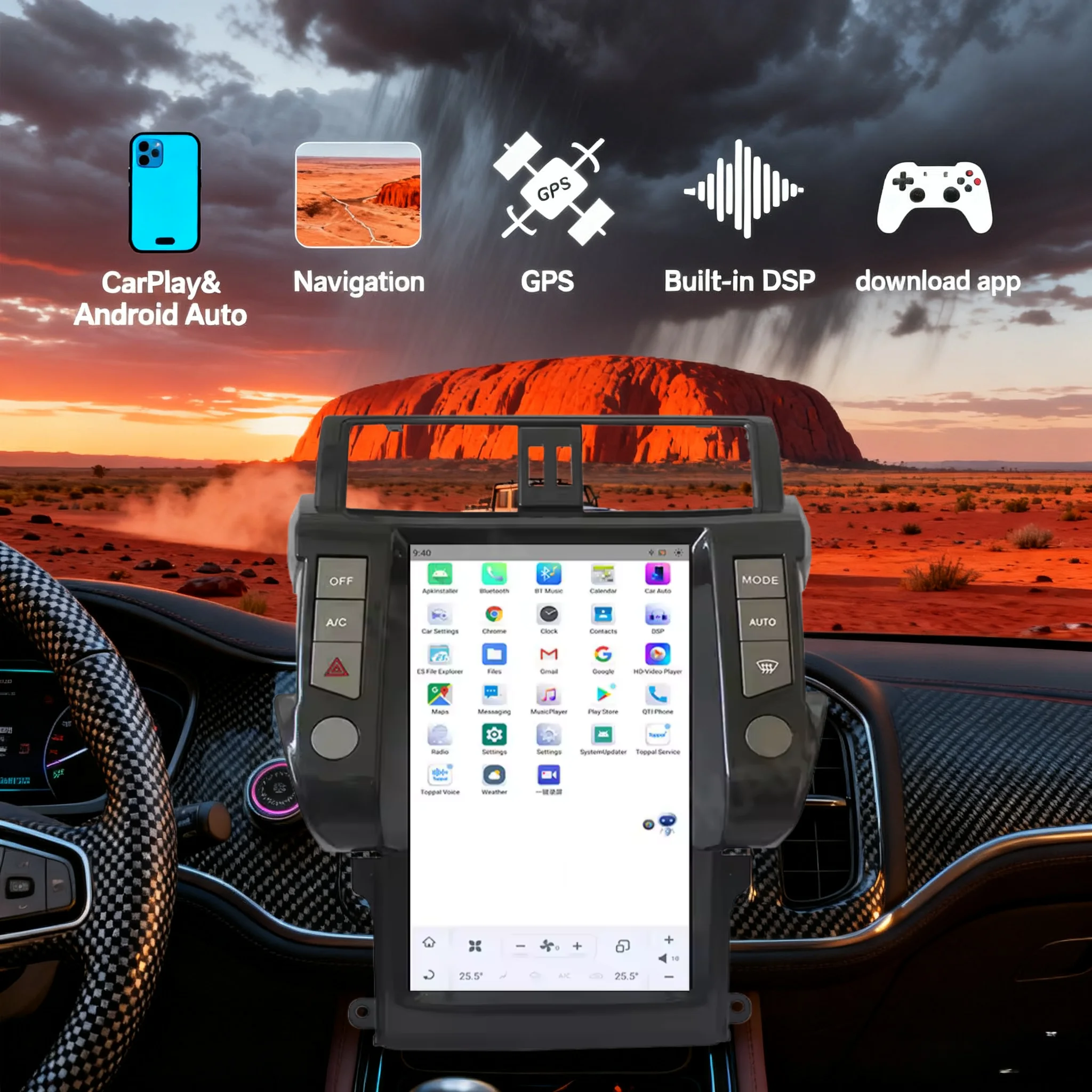 

13,6-дюймовый сенсорный экран Android 13, автомобильное радио для Toyota Land Cruiser Prado150 2010-2017, GPS Carplay, мультимедийный стереоплеер, головка