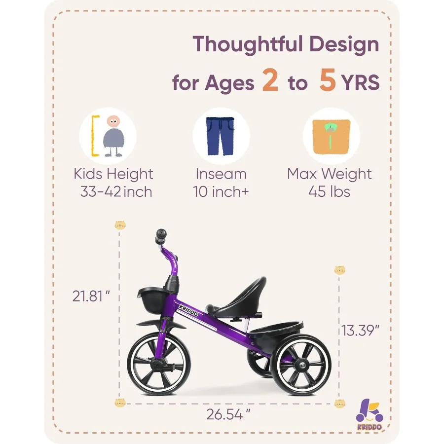 Kids Tricycles Age 24 Month to 4 Years, Toddler Kids Trike for 2.5 to 5 Year Old, Gift Toddler Tricycles for 2-4 Year Olds, Trik