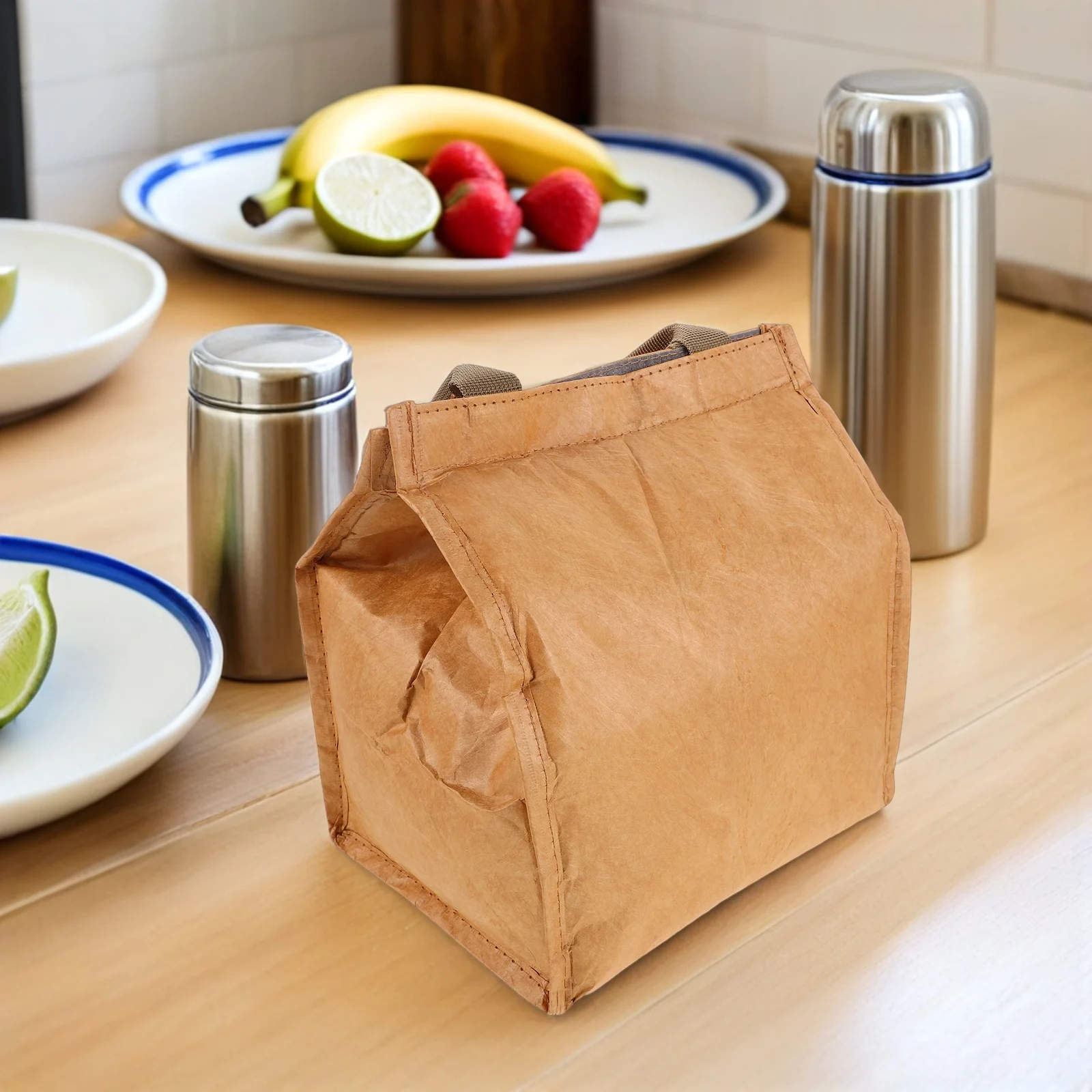 

Washable Paper Insulated Lunch Bag Foldable Design Portable Thermal Bento Case Reusable Food Storage Tote Insulated Small Bag