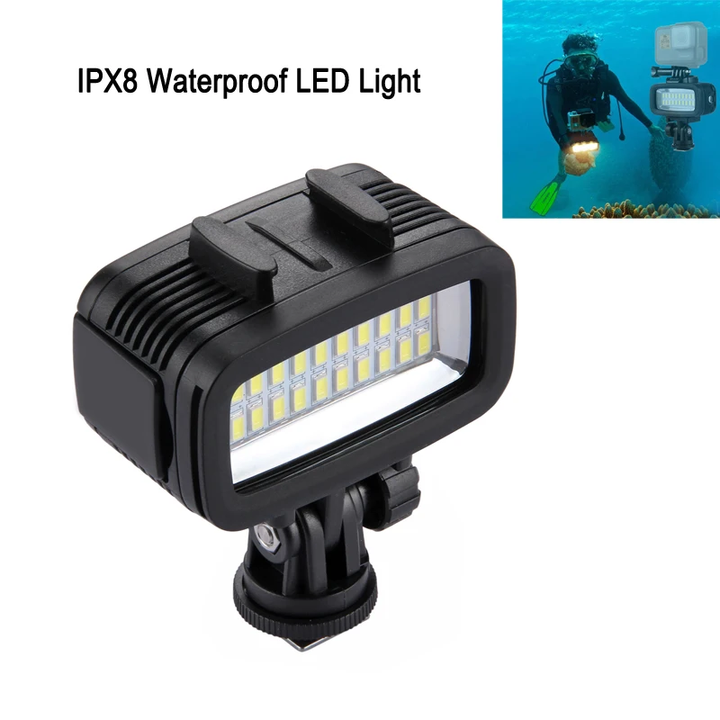 

PULUZ IPX8 Waterproof Camera Diving LEDs Light with Hot Shoe Adapter For GoPro DJI Xiaoyi Action Camera, Canon Sony Camera