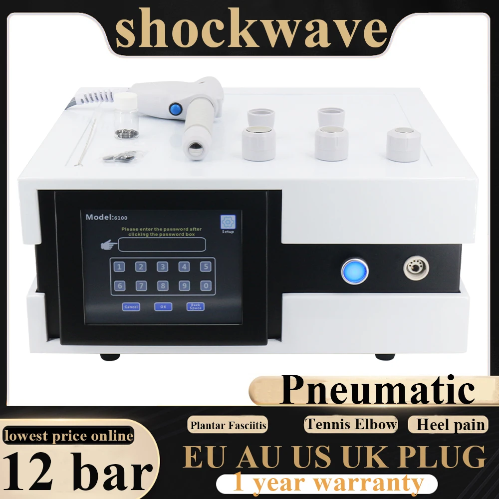 

12Bar Pneumatic Shockwave Therapy Machine Effective ED Treatment Limbs Pain Relief Massager Professional Shock Wave Massage New