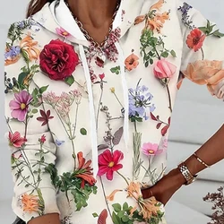 Flower Plant 3d Print Hoodie Women Fashion Oversized Hoodies Women Sweats Coat Floral Hoodie Sweatshirt Pullover Womens Clothing