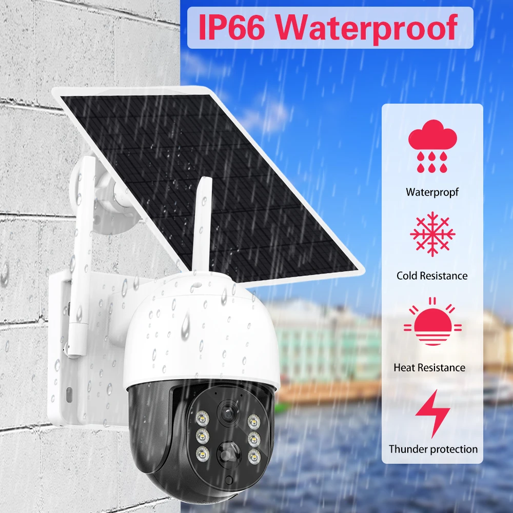 5MP Smart Home Solar Battery WIFI Security Camera Color Night Vision Auto Tracking 2-Way Audio PTZ ICSee Surveillance IP Camera