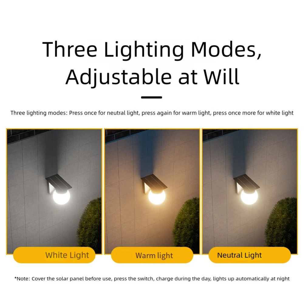 

Наружный солнечный настенный светильник с 3 режимами освещения, домашний сад, терраса, освещение передней двери для коммерческих помещений/садов