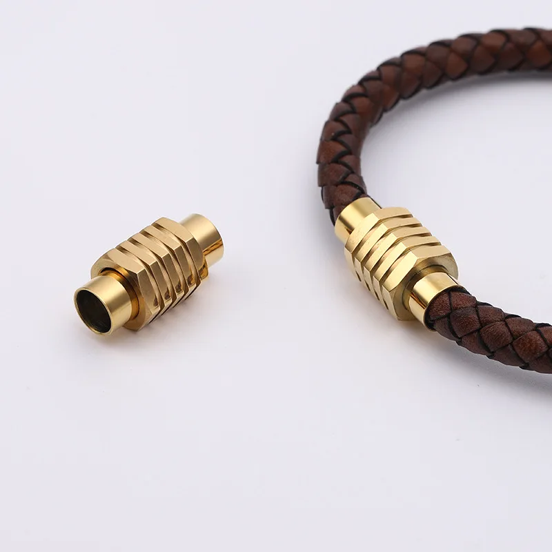 

10 шт., магнитная пряжка из нержавеющей стали, шестиугольная мужская наручная кожаная веревка, разъем для браслета из титановой стали, DIY ювелирные изделия