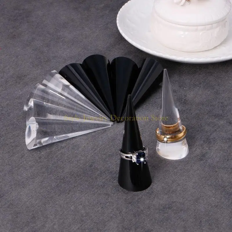 

D46E Ring Holder Tower Acrylic Cone Jewelry Display Holder Drawer Ring Storage Rack for Jewelry Ring/Wedding Ring