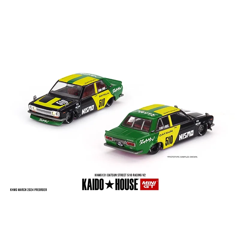 Kaido House MINIGT 1:64 Datsun Street 510 Racing V2 modello di auto pressofuso in lega in miniatura, decorazione per adulti, giocattolo per ragazzi, regalo per bambini