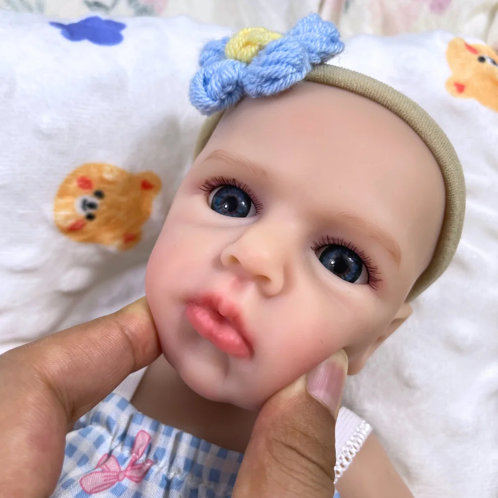 13-calowa, realistyczna lalka reborn z pełnego silikonu, LouLou, otwarta, z otwartymi niebieskimi oczami, miękki silikonowy korpus, prezent urodzinowy/świąteczny dla dziewczynki