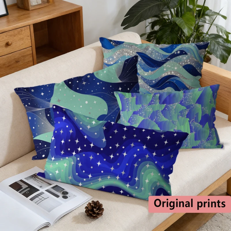 Starry Galaxy Wave Pillow Covers Suitable For Sofa Bedroom Car Pillow Cover Cushion Rectangular Back Cushion
