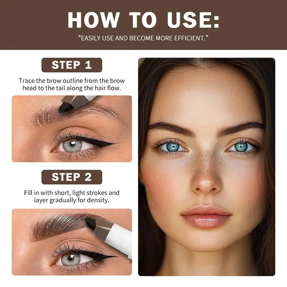 Lápiz de cejas multihorquilla Natural de larga duración, resistente al agua y al sudor, maquillaje de ojos profesional ultrafino suave