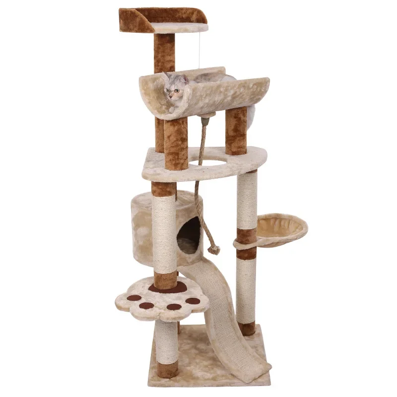 145cm 13KG Climbing Cat Tree for Large Space and Scratching House Posts Wood arbre a chat tower with Sisal Rope and Scratching