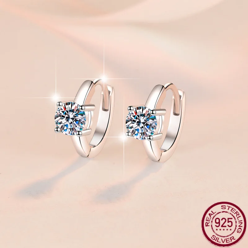 

Новые серьги из чистого серебра S925, 50 очков, пара 1 карат, простые и модные женские украшения из муассанита, свадебные украшения