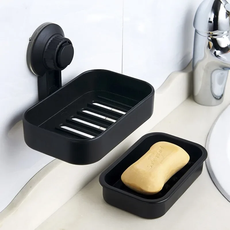 Soap Box Drain Holder with Suction Cup Soap Dish Tray for Bathroom Accessories Soap Container Draining Water