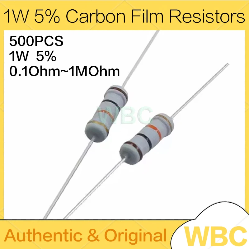 500Pcs 1W 5% Carbon…