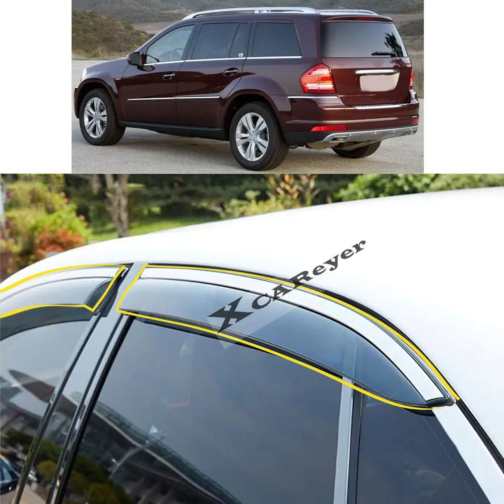 For Mercedes Benz GL X164 2006 2007 2008 2009 2010 2011 2012 Car Sticker Plastic Window Glass Wind Visor Rain/Sun Guard Vent