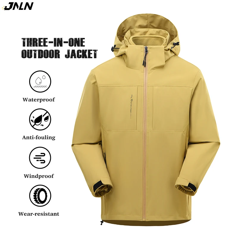 

JNLN Men's Women's 3 In 1 Winter Jackets Waterproof Windproof Warm Interchange Jacket Hiking Climbing Camping Fleece Windbreaker