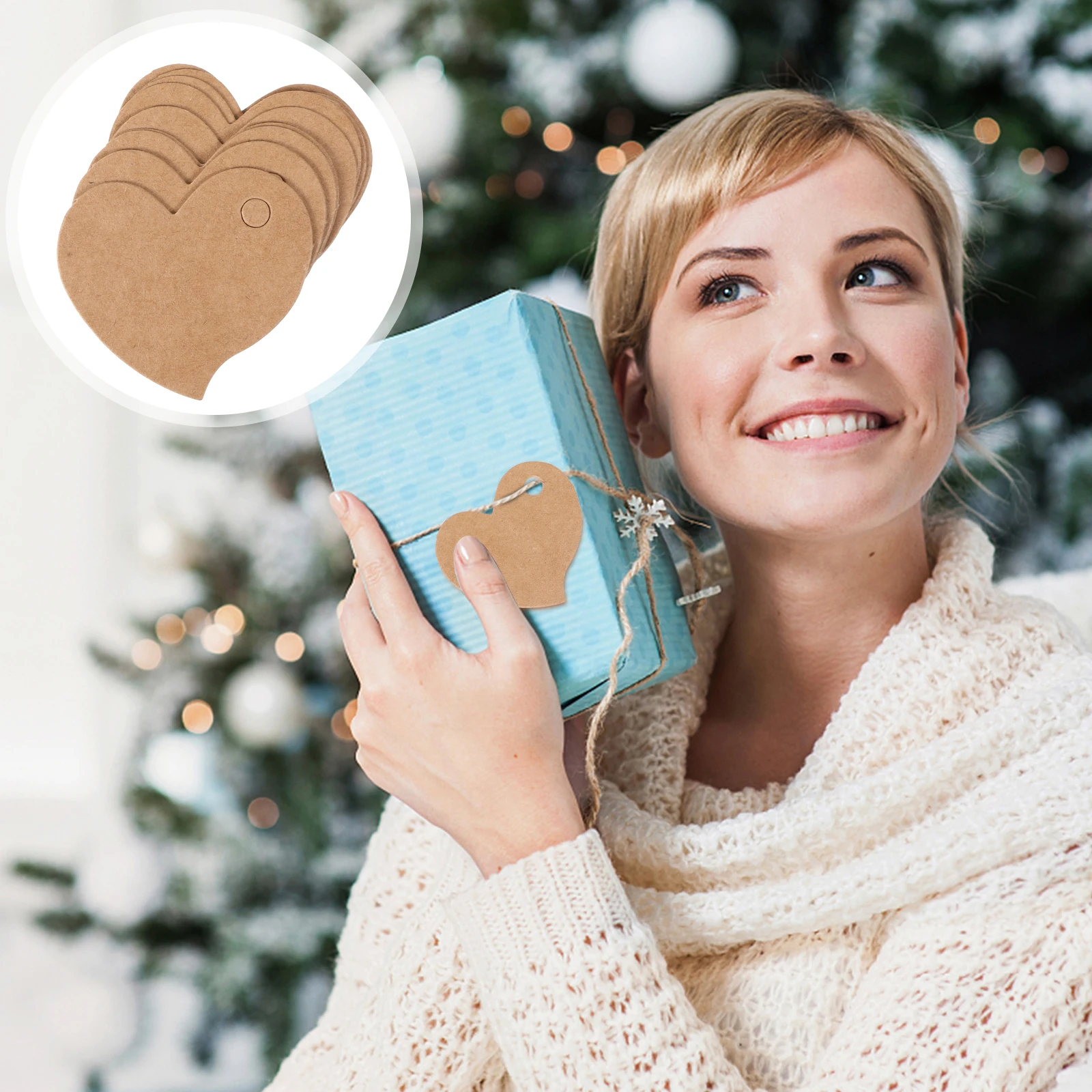 

3 Packs Kraft Paper Tags Heart shaped Label Blank Printable Gift Tags for Christmas Cards Bookmarks Craft Projects