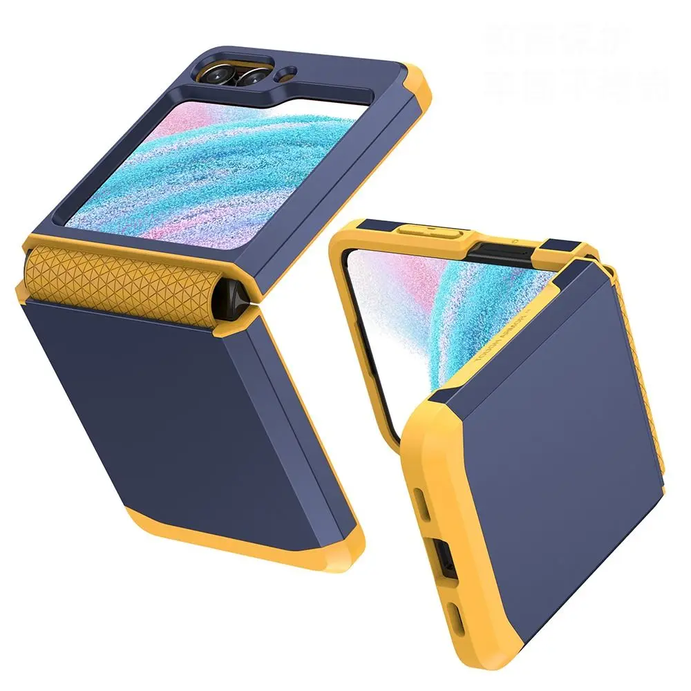 1Pcs PC TPU For Z Flip 3/4/5 Case Armor Shock Proof Mobile Phone Protector Hinge Full Cover Phone Cover for Samsung Galaxy Phone