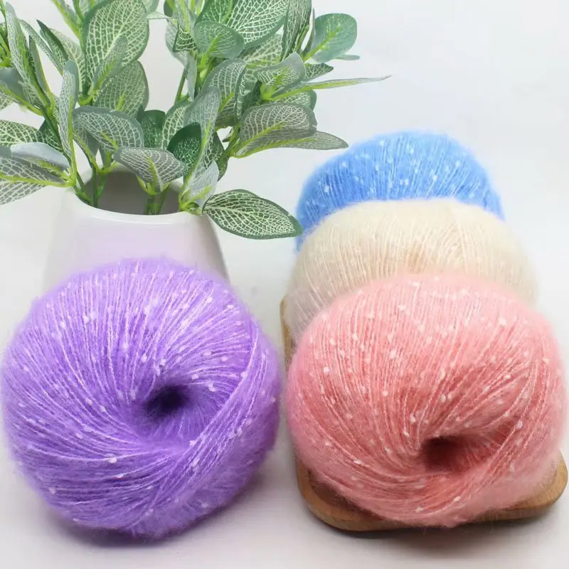 50g/roll Snow Point Mohair Cashmere Knitting Yarn Sequin Wool Yarn Wool Line Baby Scarf Hat Doll Soft Line Crochet Yarn