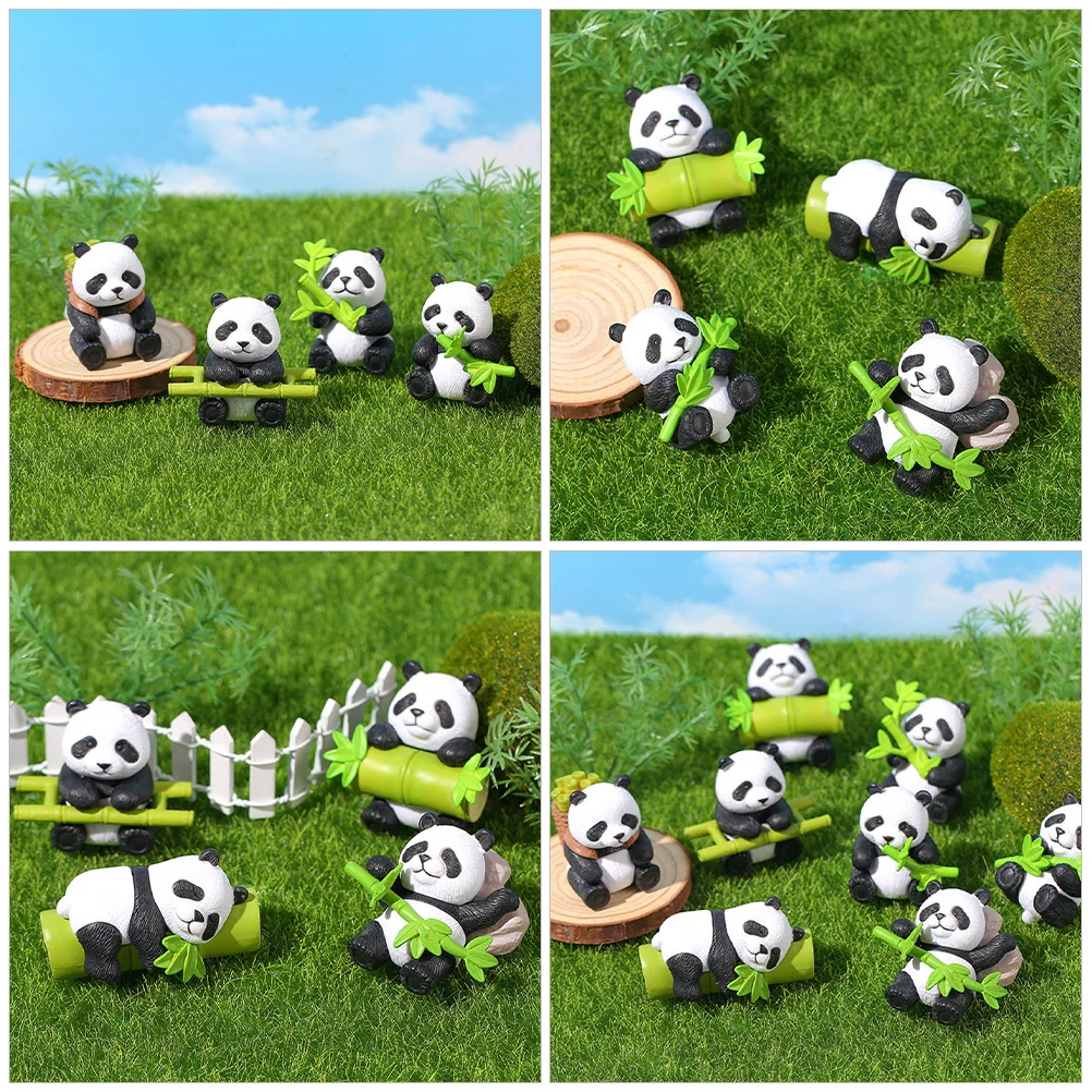 

8pcs Resin Panda Mini Animal Ornaments For Garden Home Decor Desktop Landscape Craft Yard Adornment Handicraft
