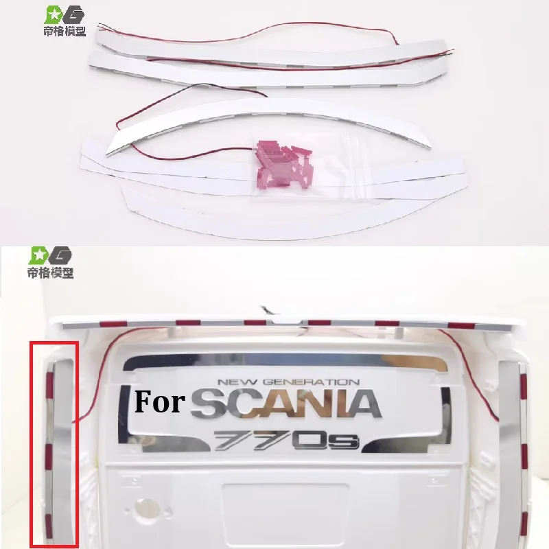 Side Lamp Bar for Tamiya 1/14 Truck Decoration Back Lights RC Cars For Scania 56368 770s Upgrade Accessories