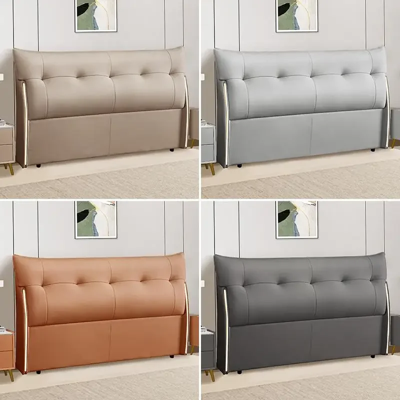 High-end all-solid wood ecological leather soft bag bedside master bedroom integrated floor single double bed backrest board sin
