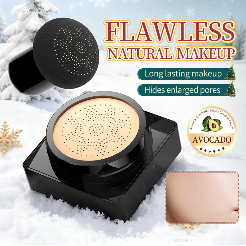 Christmas avocado concealer beauty air cushion whitening repair can maintain makeup, moisture, oil control, isolation repair
