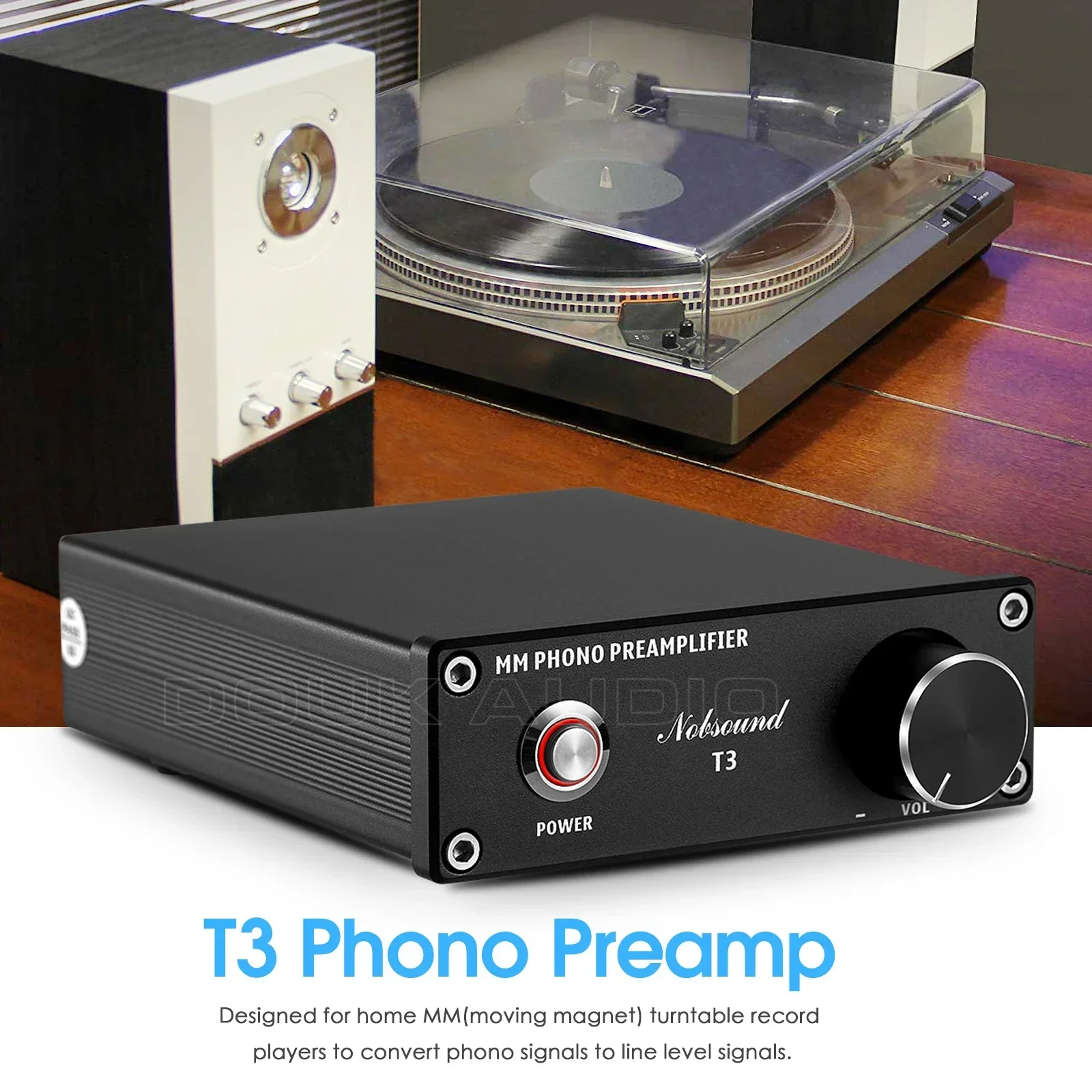 Nobsound Mini T3 MM RIAA Phono Stage Voorversterker Platenspeler Stereo Voorversterker HiFi Draaitafel Versterker met Volumeregeling