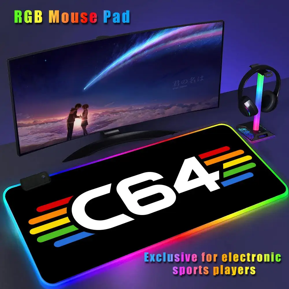 C-commodoreS game Mouse Pad CS-GO anime character luminous mouse pad super large RGB office game competitive keyboard pad