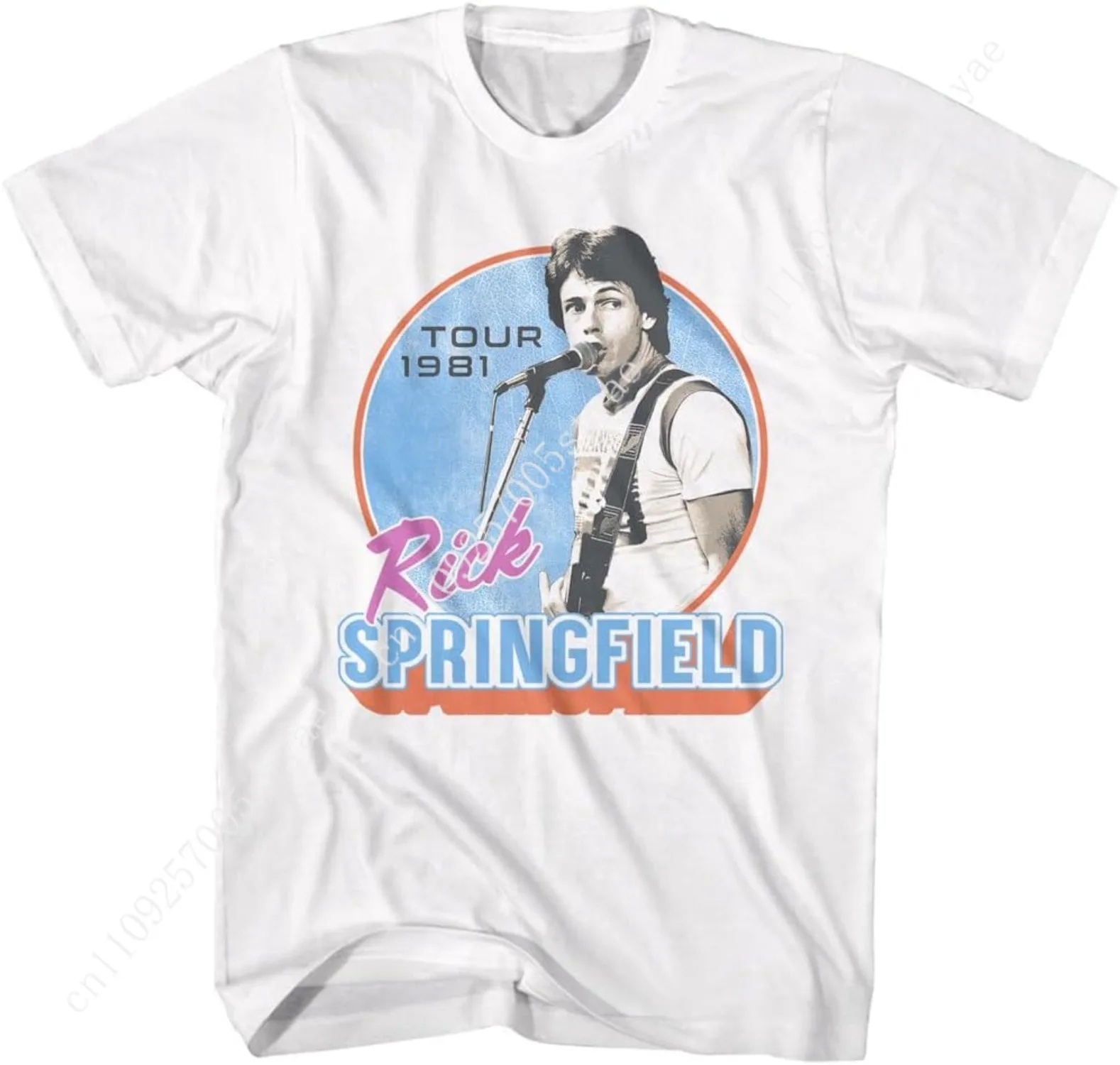 

Rick Springfield 1981 Tour Adult Short Sleeve T Shirt 80s Music Vintage Style Graphic Tees