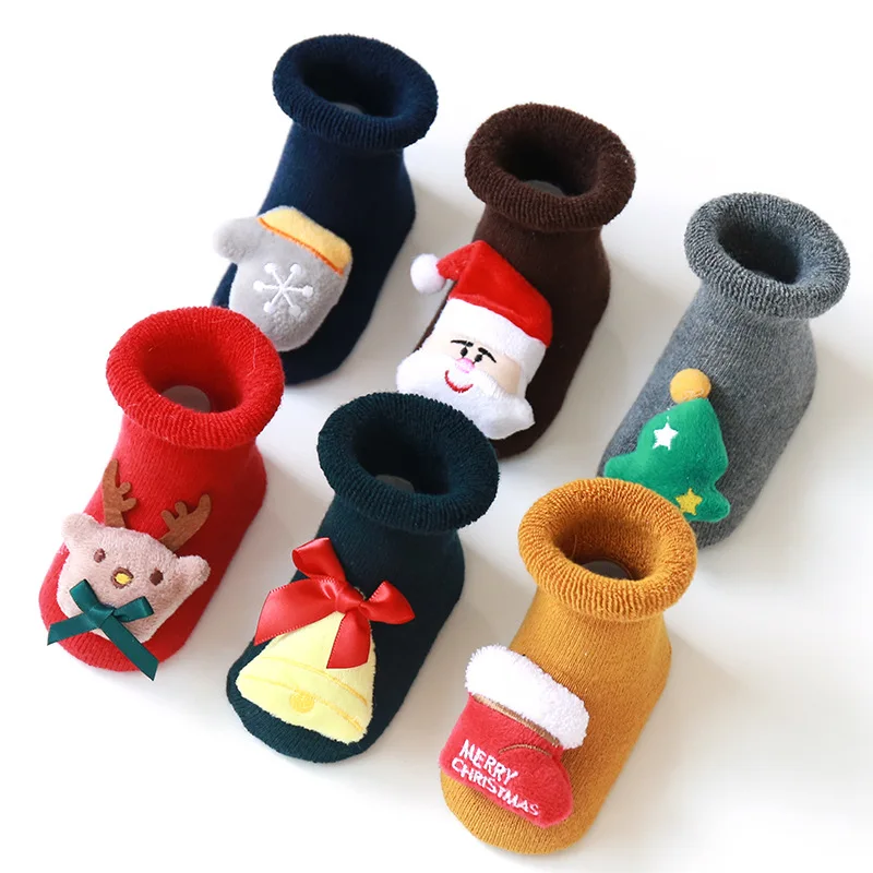 

Autumn and Winter New Baby Christmas Socks Cotton Terry Floor Socks Children's Christmas Socks Silicone Non Slip Baby Socks