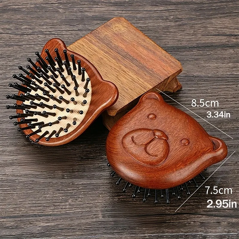 1pc Sandalwood Comb in a  bear Shape - Designed for Women's Scalp And Meridian Relief,Hair Comb For All Hair Types