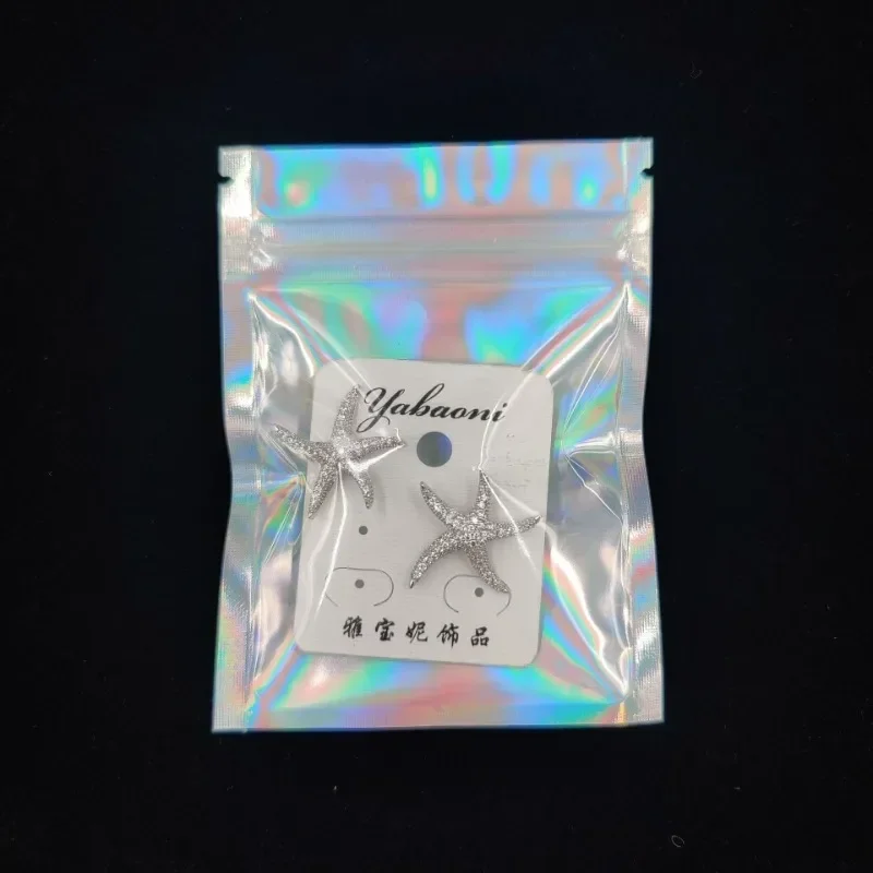 20pcs Zip Lock Bags Translucent Holographic Laser Storage Bag Xmas Gift Packaging Thicken Plastic Seal Bags for Jewelry