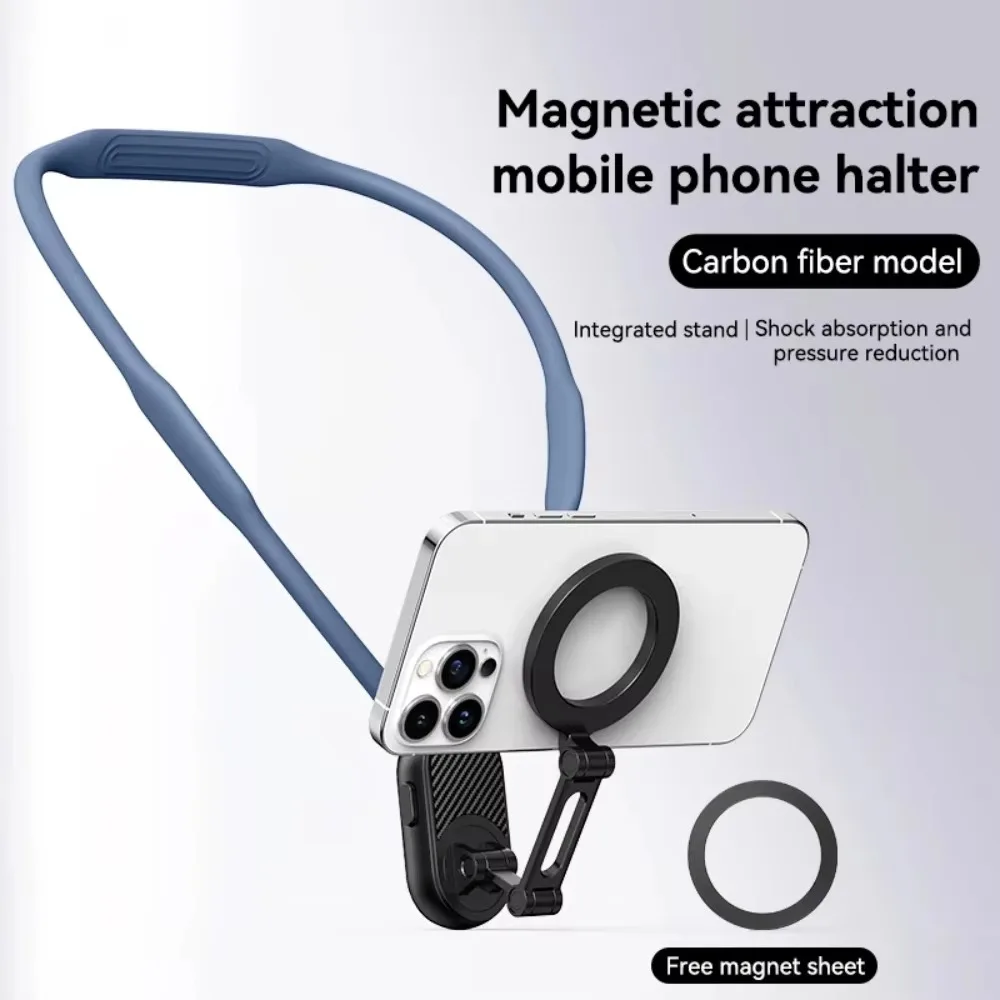 

Silicone Neck Halter Mobile Phone Holder Magnetic Anti-shake Neck Support Frame Metal for For IPhone/Huawei/Samsung